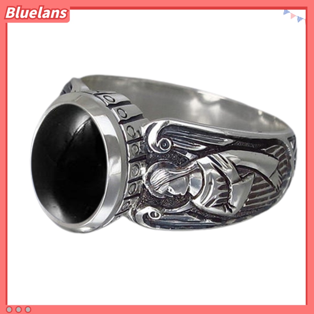 [BLS] Lebar Sederhana 2warna Vintage Cincin Wanita Moonstone Angel Pattern Ring Fashion Perhiasan