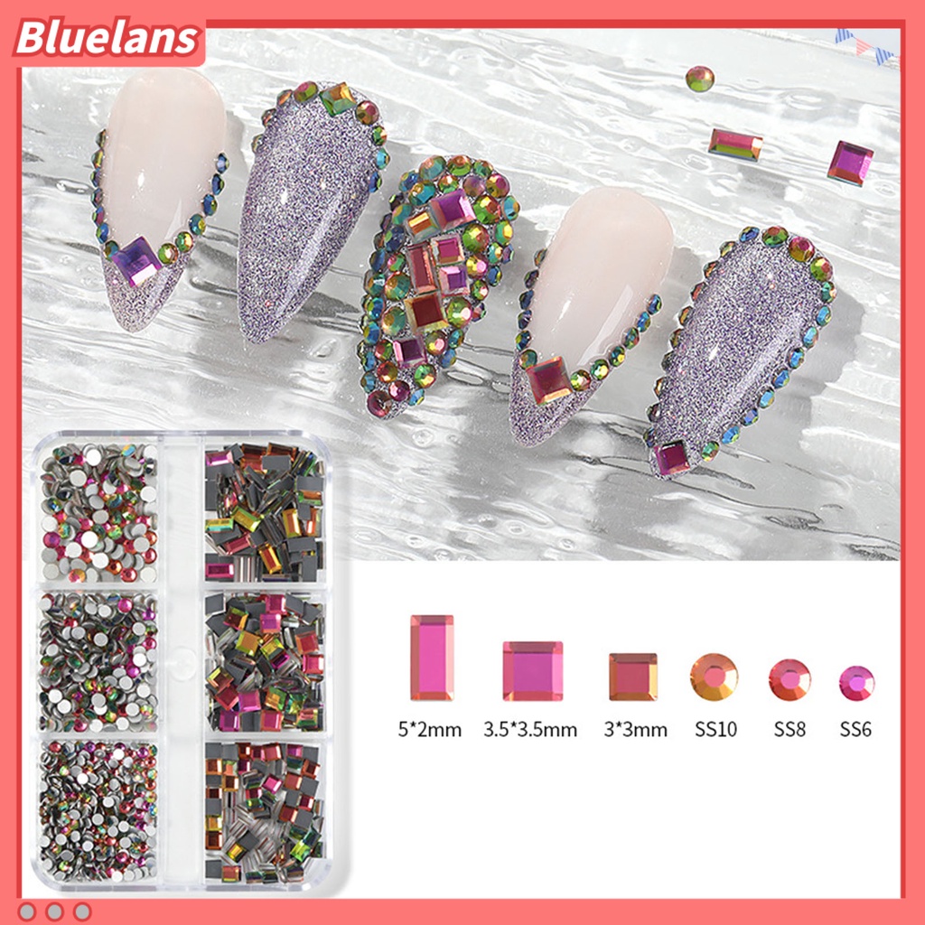 [BLM] 1kotak 6kisi Kuku Rhinestones Flat Bottom Nail Art Aksesoris 3D Kuku Manicure Dekorasi Untuk Salon Kuku