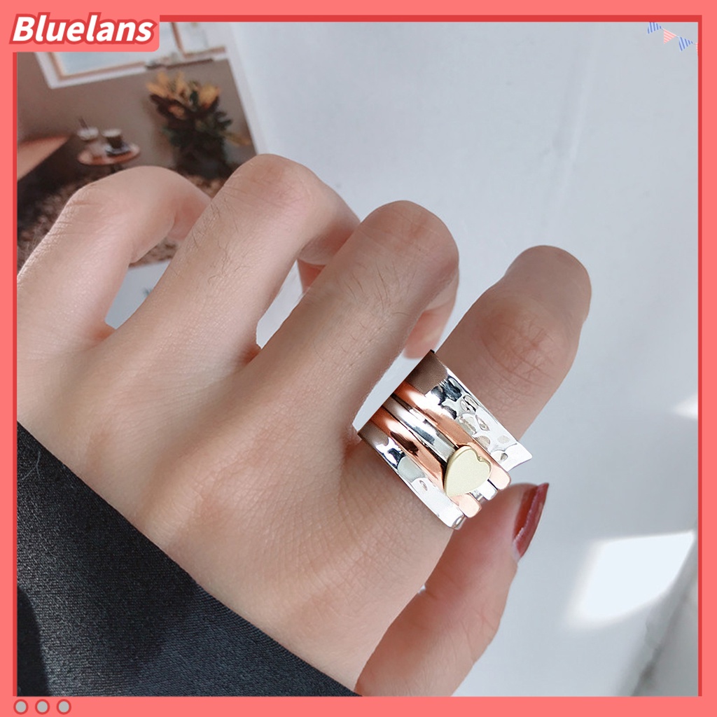 [BLS] Wanita Cincin Berputar Hias Kilau Cerah Geometris Bohemian Pereda Kecemasan Hadiah Wanita Cinta Hati Jari Cincin Perhiasan Fashion Untuk Hari Kasih Sayang