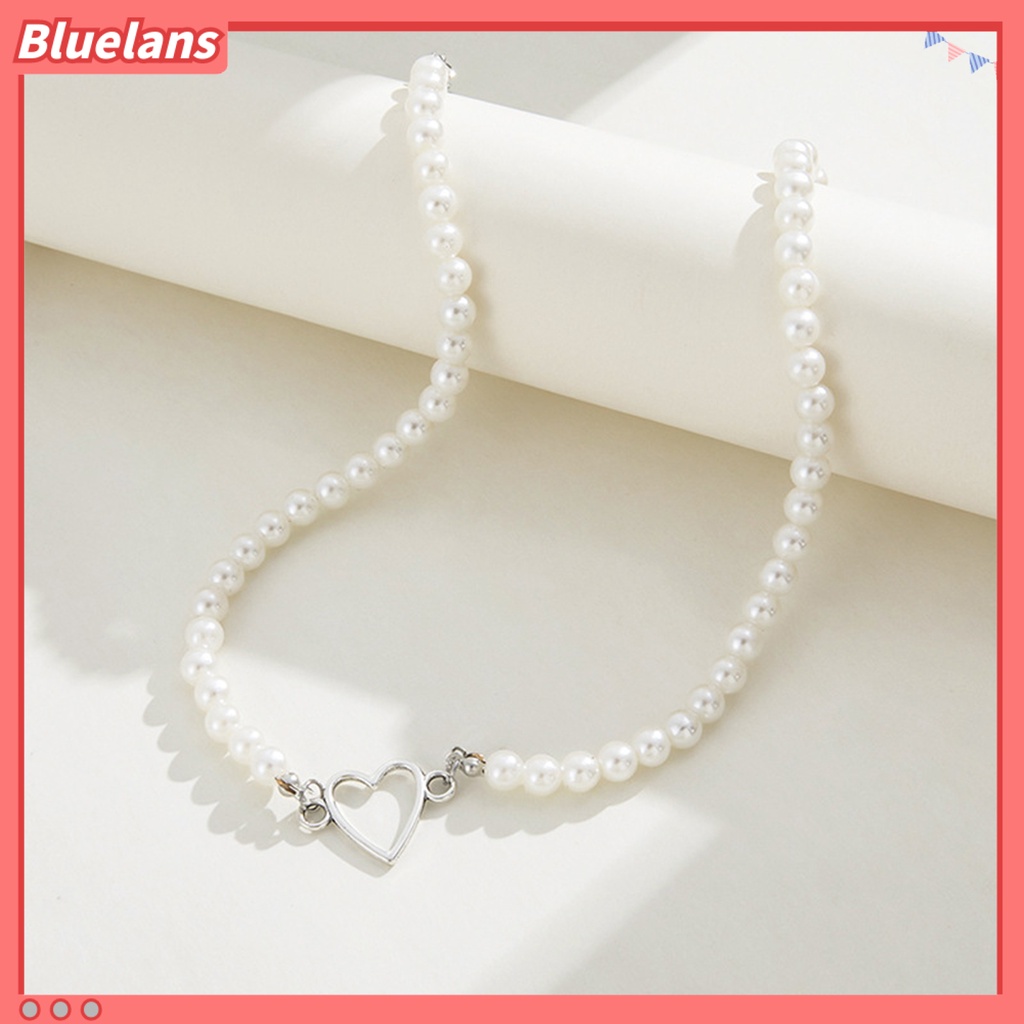 [BLS] Kalung Choker Elegan Berongga Keluar Jantung Geometris Adjustable Extension Rantai Dekorasi Hadiah Mutiara Imitasi Rantai Klavikula Lady Perhiasan Aksesoris Untuk Pacaran