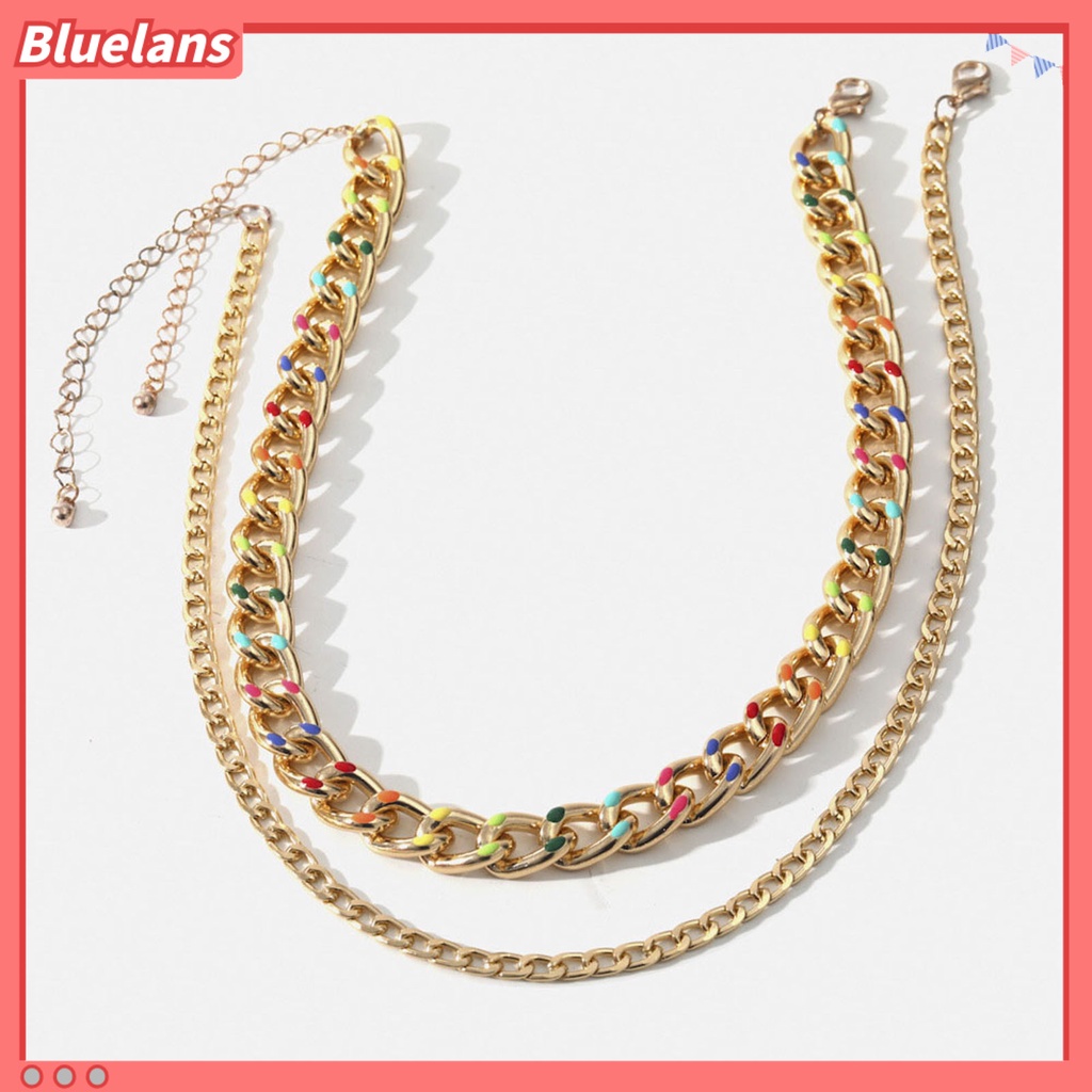 [BLS] Kalung Dewasa Multi-layer Punk Hip-hop Lapis Emas Hypoallergenic Fashion Perhiasan Alloy Pria Wanita Kaitan Rantai Kalung Untuk Harian