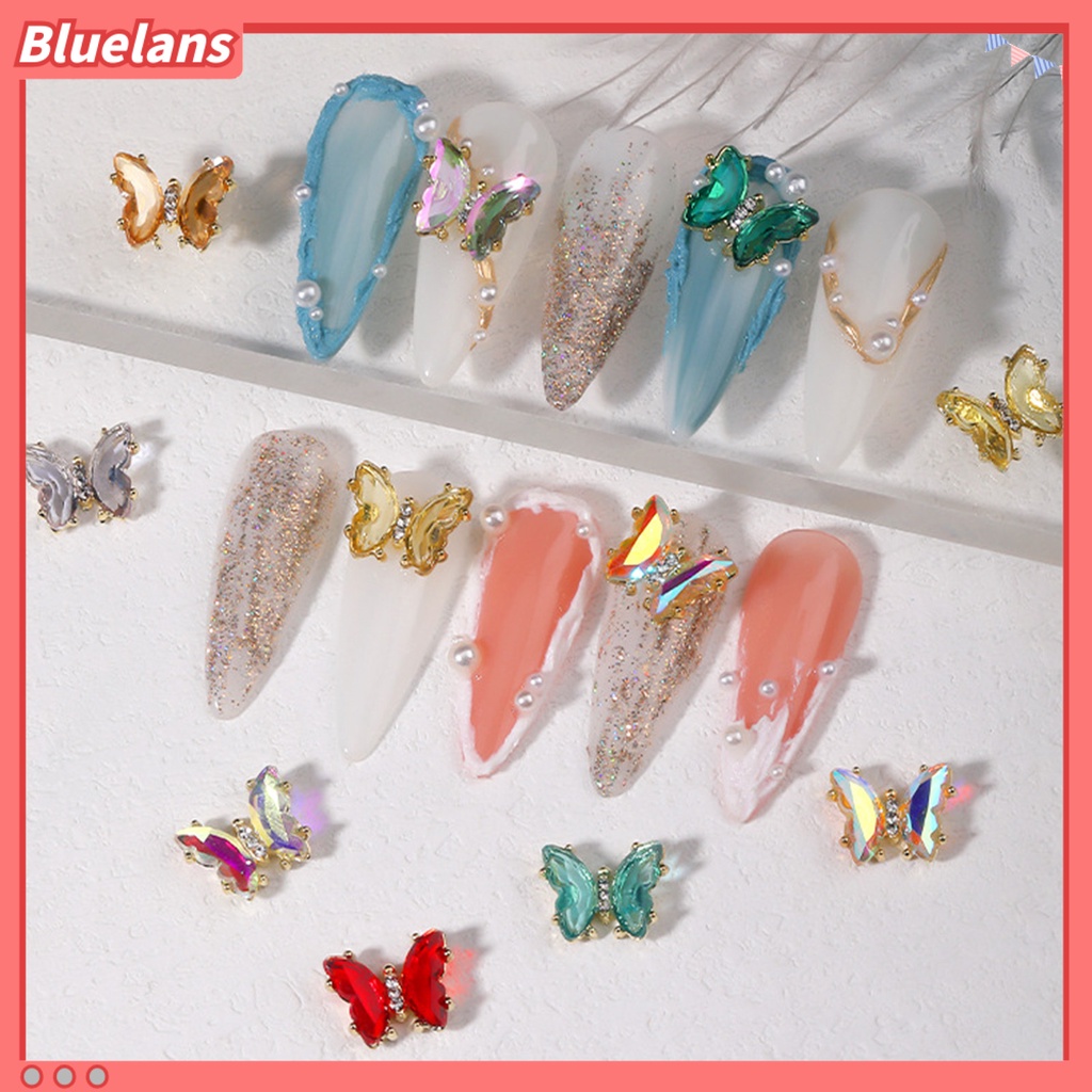 [BLM] 10pcs Nail Art Decor Tiga Dimensi Shiny Glitter Sparkling DIY Aksesoris Kuku Mini Kristal Palsu Pesona Kuku Kupu-Kupu Manicurist Supply