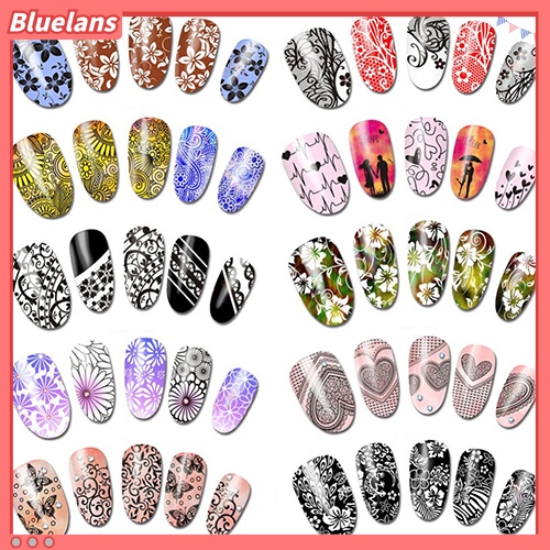 [BLM] 48lembar Gaya Acak Transfer Air Nail Art Decals Stiker DIY Manicure Kit