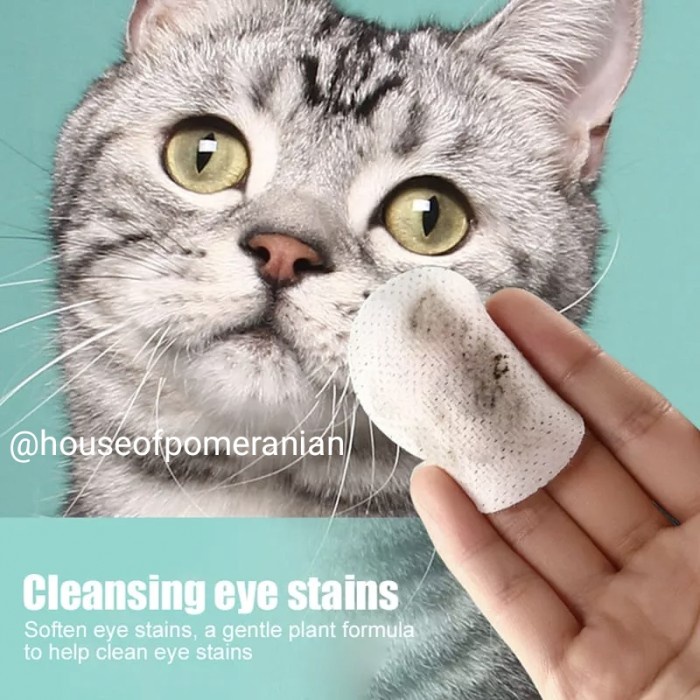 DOG CAT EYE WIPES tear stain remover tisue basah pembersih mata hewan