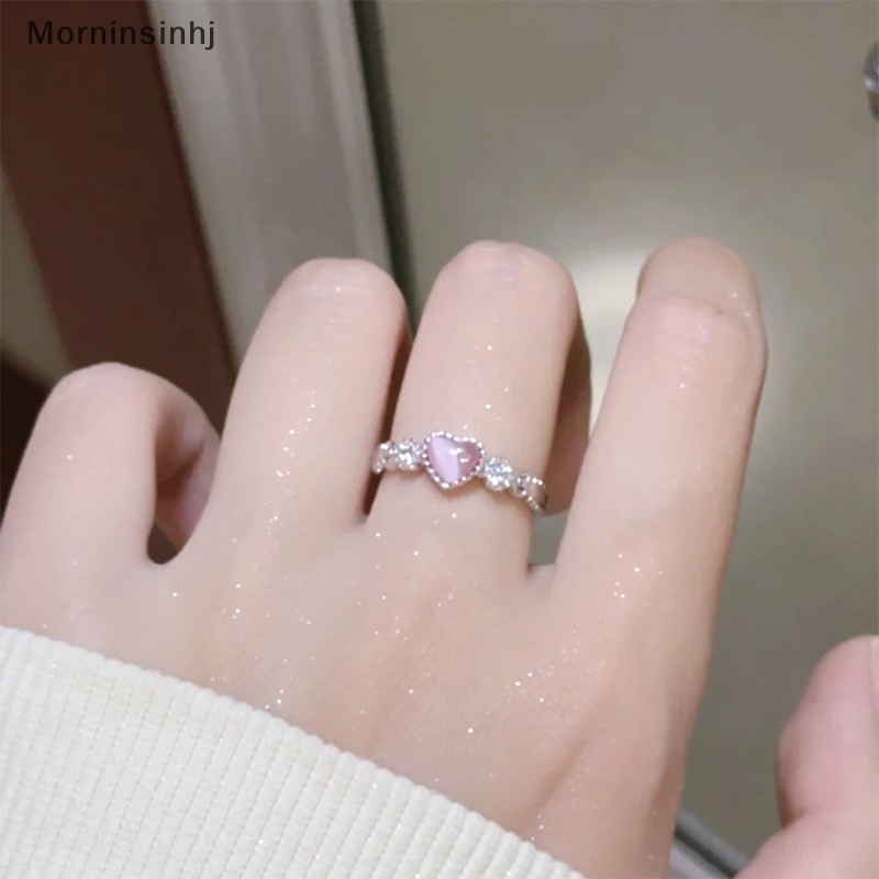 Mornin Cincin Warna Silver Merah Muda Hati Opal Kreatif Jari Cincin Vintage Aesthetic Lucu Punk Rings Untuk Wanita Pesona Perhiasan Aksesoris id