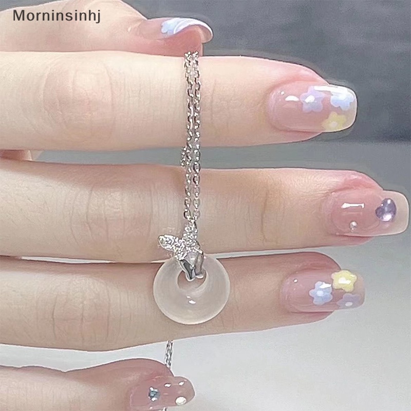 Mornin Vintage Butterfly Jade Pendant Kalung Rantai Klavikula Berongga Ringan Untuk Wanita Fashion Temperamen Aksesoris Perhiasan id