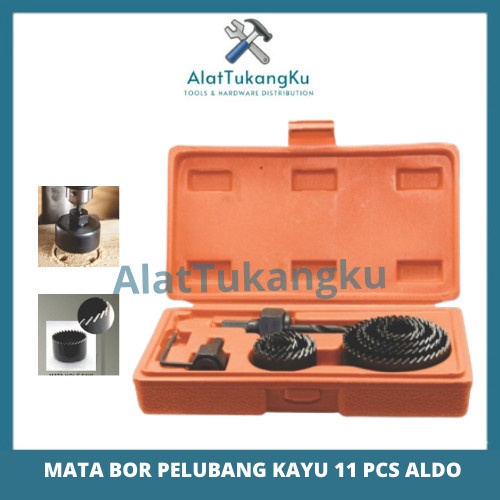 Hole Saw Set 11 pcs ALDO Mata Bor Kit Set Pelubang Kayu Holesaw
