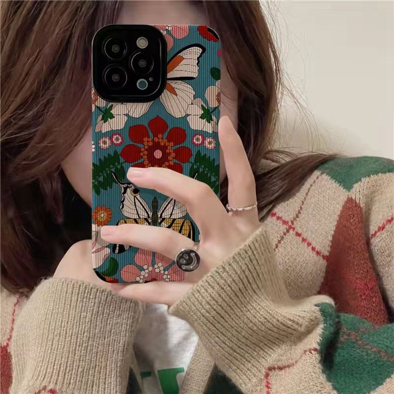 All New Hot Fashion Leather Soft Case IPhone 6S 7 Plus 8 Plus X XS XR XS Max 11 13 12 14 PRO Max 14 Plus SE Mini Phone Case Girl Girl Women Pretty Blue butterfly flower