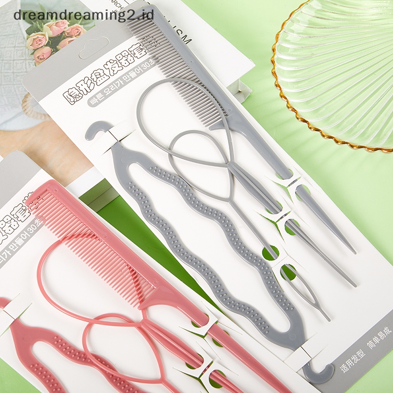 (drea) 4pcs Hair Disk Pull Hair Pin Klip Sisir Untuk Anak Perempuan Alat Styling Rambut Kit //