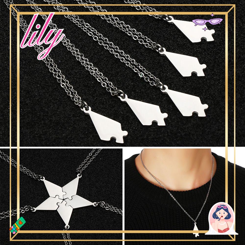 Lily 5Pcs/Set Kalung Persahabatan Mode Potongan Puzzle Hadiah Ulang Tahun Jahitan BFF Necklaces