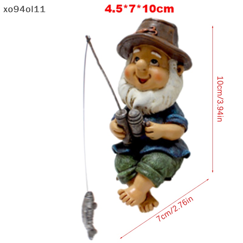 Xo Patung Resin Taman Gnome Mini Outdoor Gnome Ornamen Rumput Lucu Gnome OL