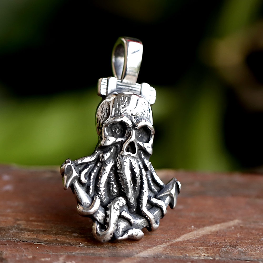 Liontin Kalung Gurita Tengkorak Punk Desain Unik Untuk Pria Hip Hop Biker Perhiasan Hadiah