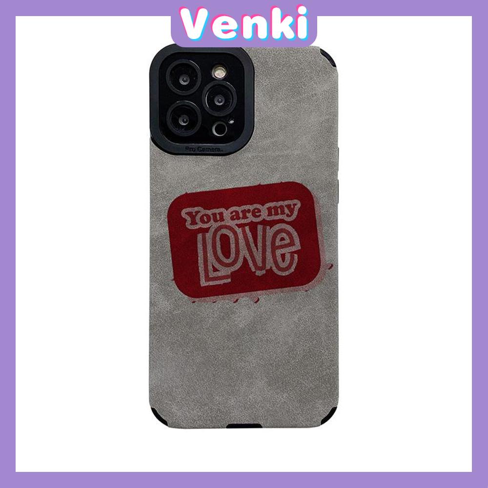 VENKI - Untuk iPhone 11 Case Leather Pupil Suede Case Soft Shockproof Phone Case Camera Simple Cute Red English Kompatibel dengan iPhone 14 13 Pro max 12 Pro max xr xs 7Plus 8Plus