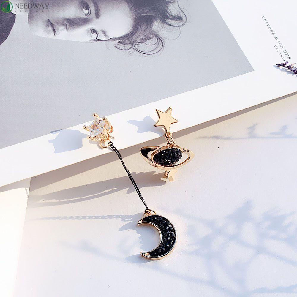 Needway Menjuntai Anting Rumbai Panjang Kreatif Bintang Dan Bulan Planet Brincos Aksesoris Fashion Drop Earrings