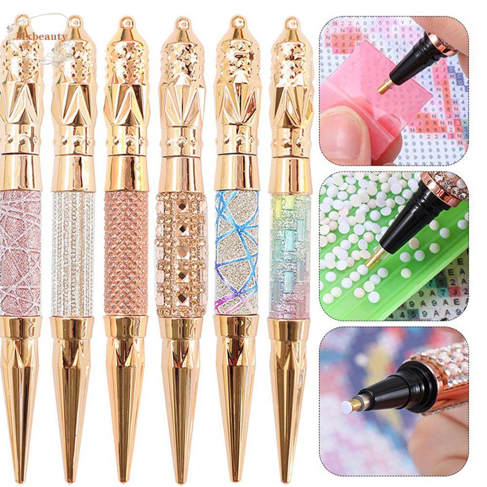 Mxbeauty Dual-ended Nail Drill Pen DIY Tahan Lama Cross Stitch Jahit Aksesoris Berlian Imitasi Studs Picker Nail Dotting Pen Manicure Tool