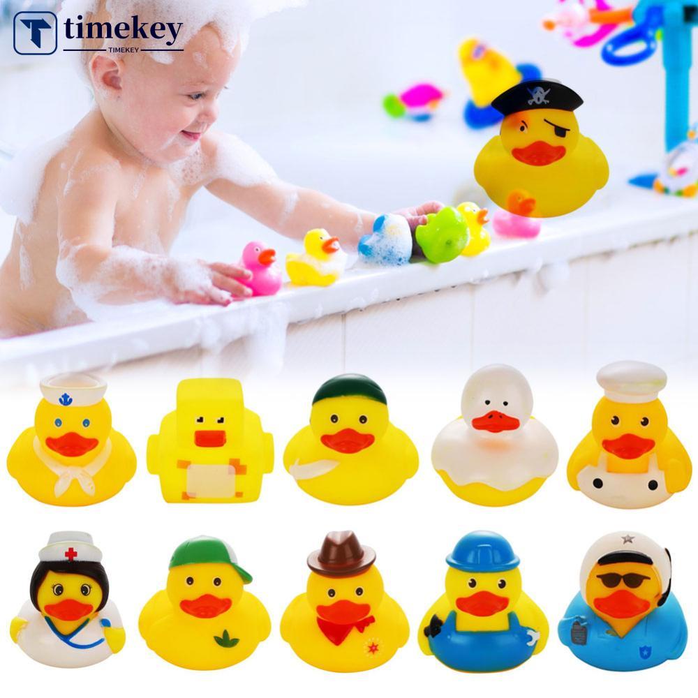 Timekey 1PC Cosplay Bebek Karet Mainan Mandi Bayi Anak Shower Bath Toy Float Suara Mencicit Bebek Lucu Renang Air Bermain Game Mainan J3L8