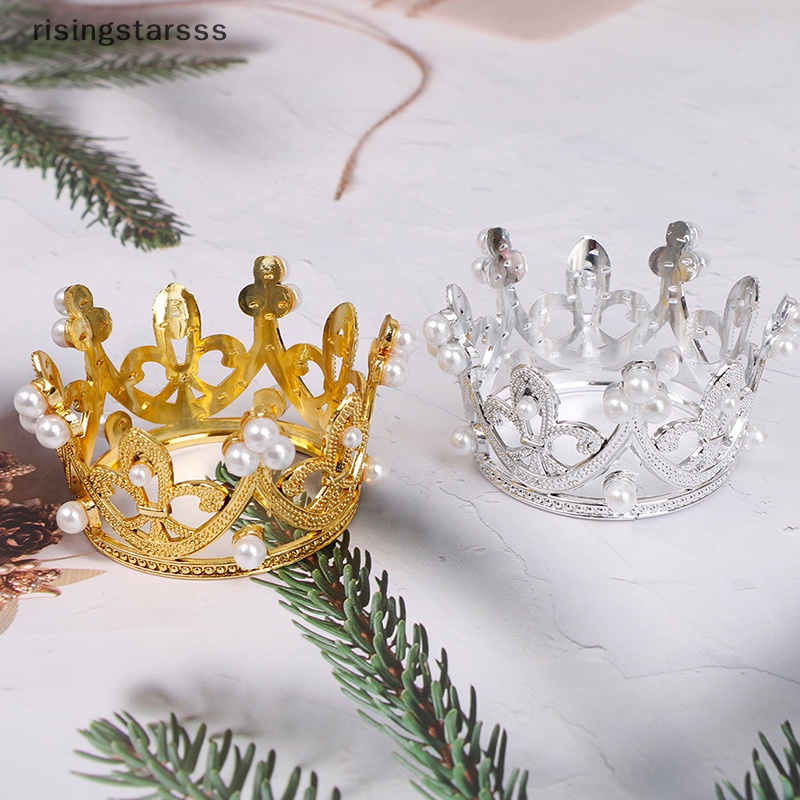 Rsid Span-new 1PC Mini Crown Cake Topper Kristal Mutiara Tiara Anak Hiasan Rambut Jelly