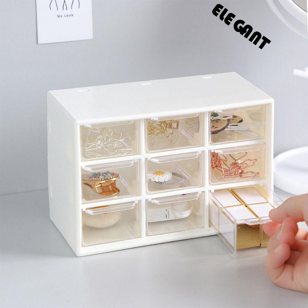 [Elegan] Desktop Storage Laci Tahan Debu 9kisi Wadah Makeup Perhiasan Earphone Rumah Kantor Serba Serbi Alat Tulis Organizer