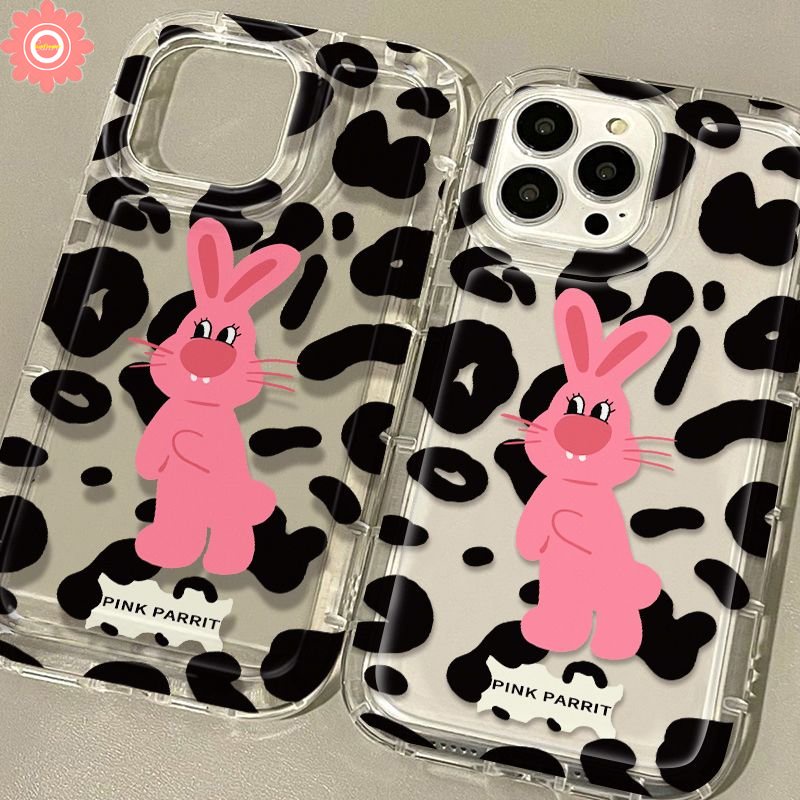 Case Kelinci Pink Motif Leopard Untuk Realme C55 C12 C15 C11 2020 5 9i 6i 5i 5s 7i C35 C25 C21Y C20 C25Y C25s C33 C30 C30S C1 C2 C11 2021 C17 C3 Lovely Love Heart Smile Soft Cover