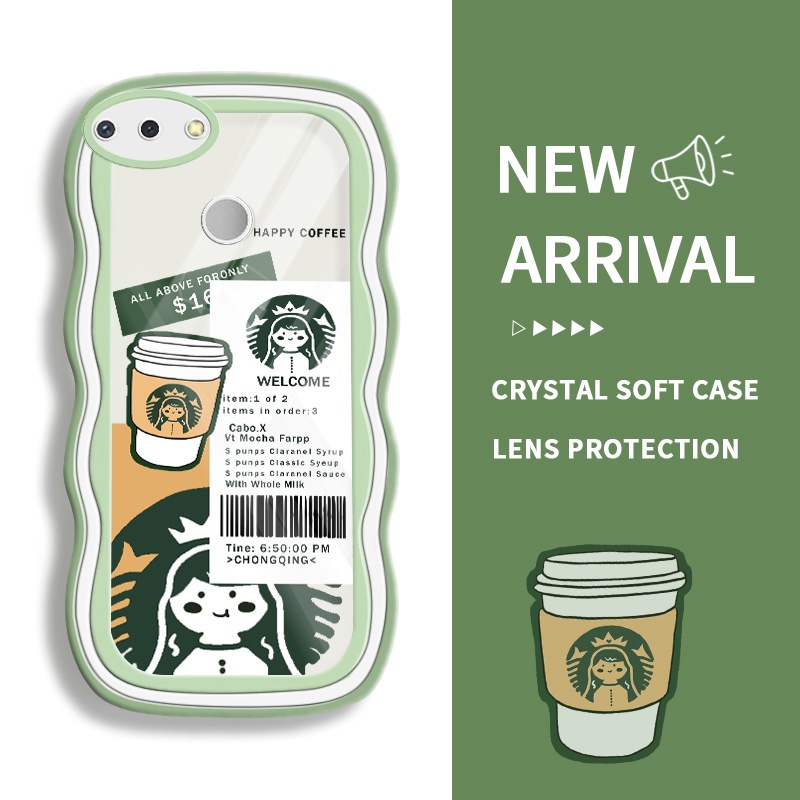 JSAYU Casing For Xiaomi For Redmi 6 4X 5 Plus 5A 6A 7 Y3 Case hp Starbucks Girl Gelombang Transparan
