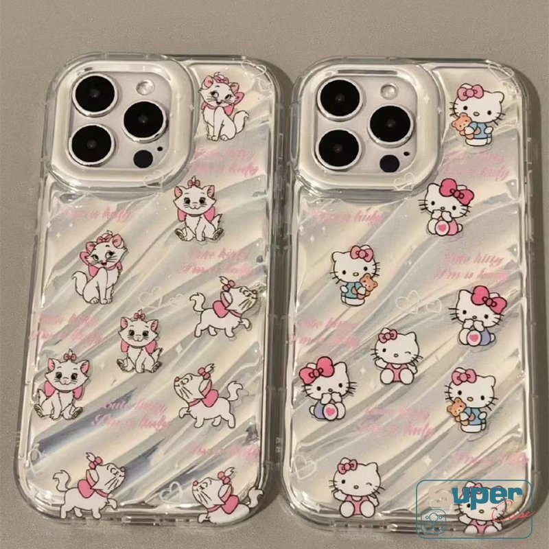 Casing Kartun Lucu Hello Kitty 3D Stereo Kerut Kompatibel Untuk IPhone 7Plus 11 13 14 12 Pro MAX XR 8 6 6S Plus X XS MAX SE 2020kartu Warna Kreatif Vintage Numerik Keypad Cover