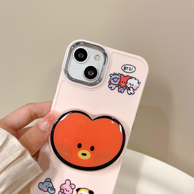 All New Metal Camera Skin Silicone Soft Case IPhone 11 12 13 14 Pro Max Women's Fashion Gift Cute Cartoon Phone Case Funny BT21 Popsocket Red Love