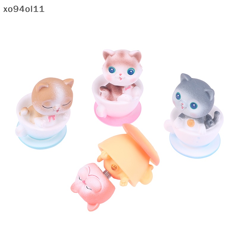 Xo Cangkir Teh Kucing Goyang Kepala Cuphead Figure Lucu Pet Tea Cup Model Mainan Kucing Ornamen OL