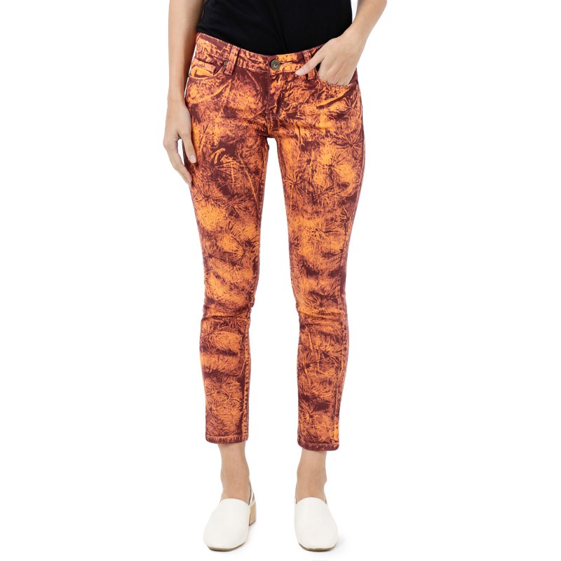 Mobile Power C2858S Ladies Slim Fit Jeans Motif - Orange Red