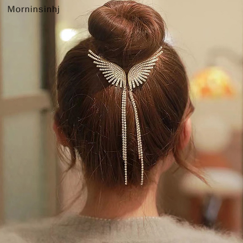 Mornin Sayap Malaikat Mutiara Berlian Imitasi Rumbai Kepala Pil Ponytail Gesper Rambut Klip id