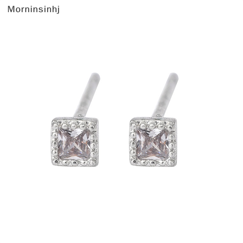 Mornin Stud Earrings Mini Tiga Dimensi Persegi Berlian Kepribadian Bertabur Berlian Anting Tulang Telinga Sederhana id