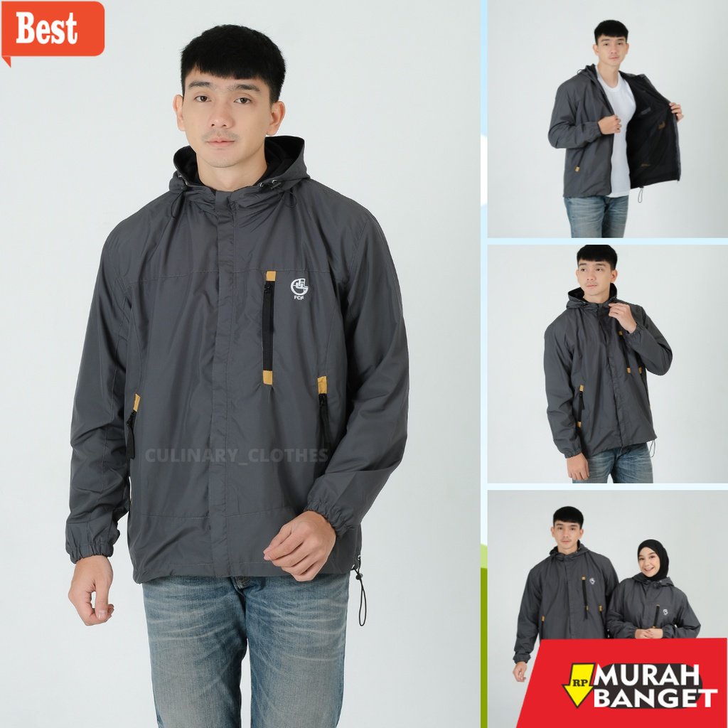 Jaket parasut pria terbaru- Jaket Parasut Pria / Wanita Waterproof  type Everest Original FCF size M