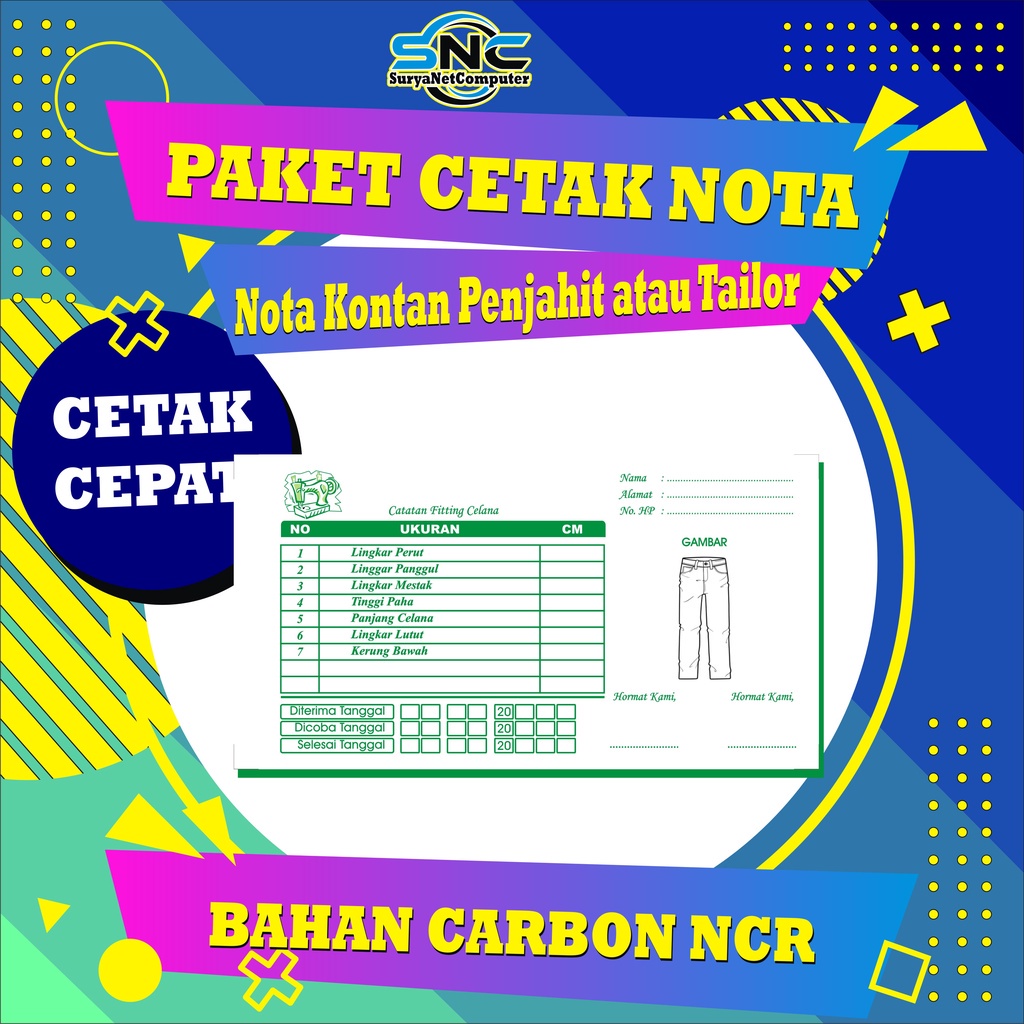 

Nota Kontan Penjahit atau Tailor Konfeksi isi 50 2 Rangkap - siap kirim