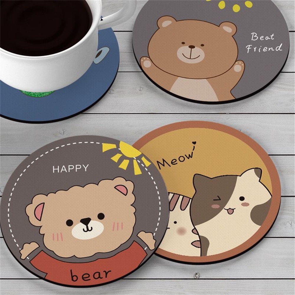 ღ Kartun Tikar Insulasi Panas Cute Diatom Lumpur Coaster Tikar Meja Makan Anti Panas Ins Alat Peraga Berpose Sederhana Anti-slip Alas Mouse Aksesoris Dapur