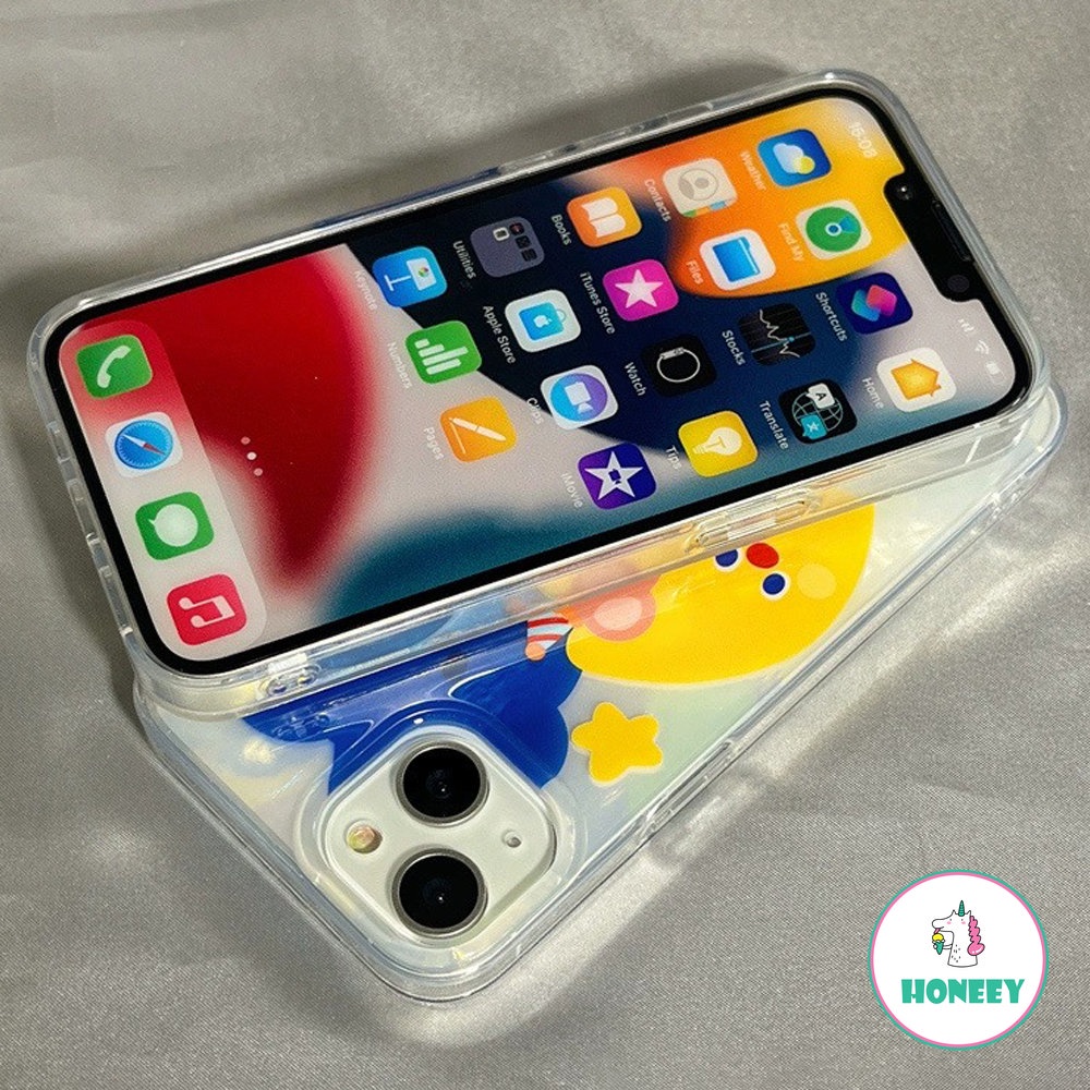 IPHONE Casing Ponsel Kartun Beruang Bulan Yang Indah Untuk Iphone14 Pro Max12/12pro 13pro Max Case Iphone11Sarung Ponsel Motif Kerang Tahan Guncangan