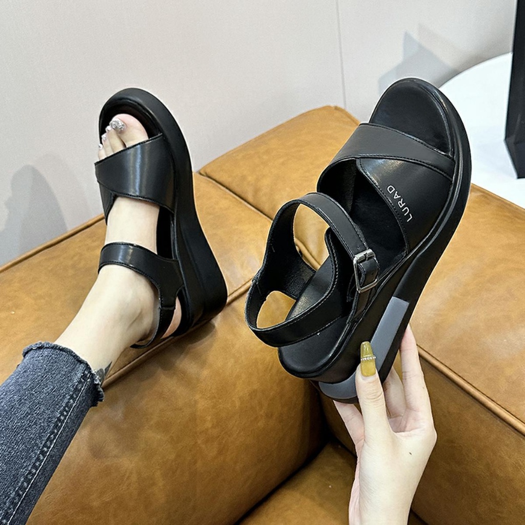 Sendal Wedges Wanita Slip On Terbaru 2023 Sandal Tinggi Wanita Korean Style Kekinian Fashionable