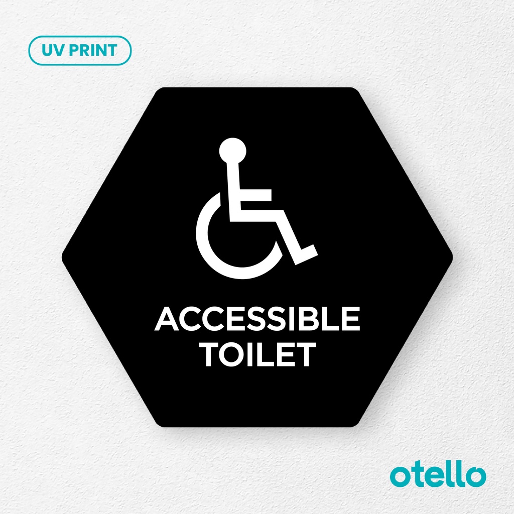 Accessible Toilet Signage Board Akrilik Tempel Dinding Papan Acrylic Sign Board Signage Tempel Dinding Tulisan Label Tanda Petunjuk Rambu Aklirik UV Print Nama Ruangan