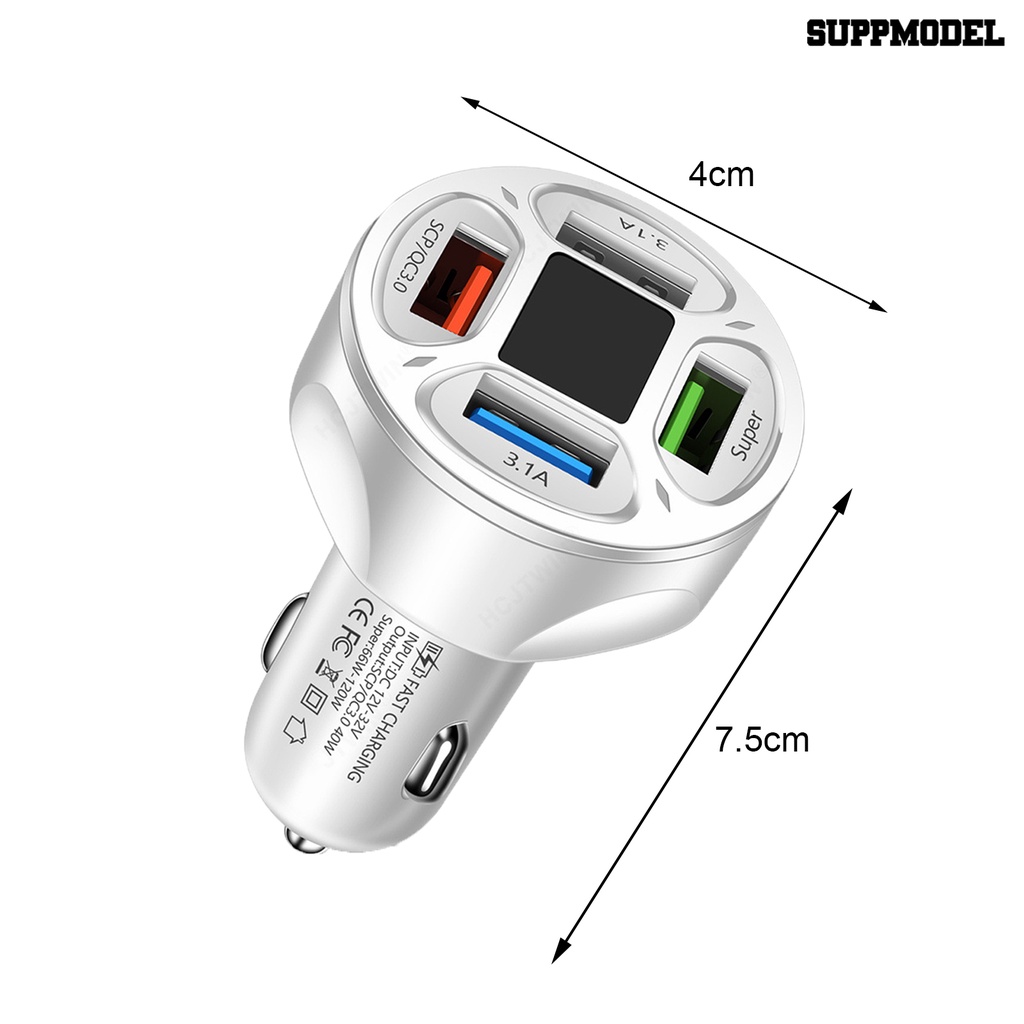 [SM] Car Charger Digital Display 12-32V SCP/QC3.0 Quick Charge 66W Universal 4port Mobil USB Charger Adapter Perlengkapan Kendaraan