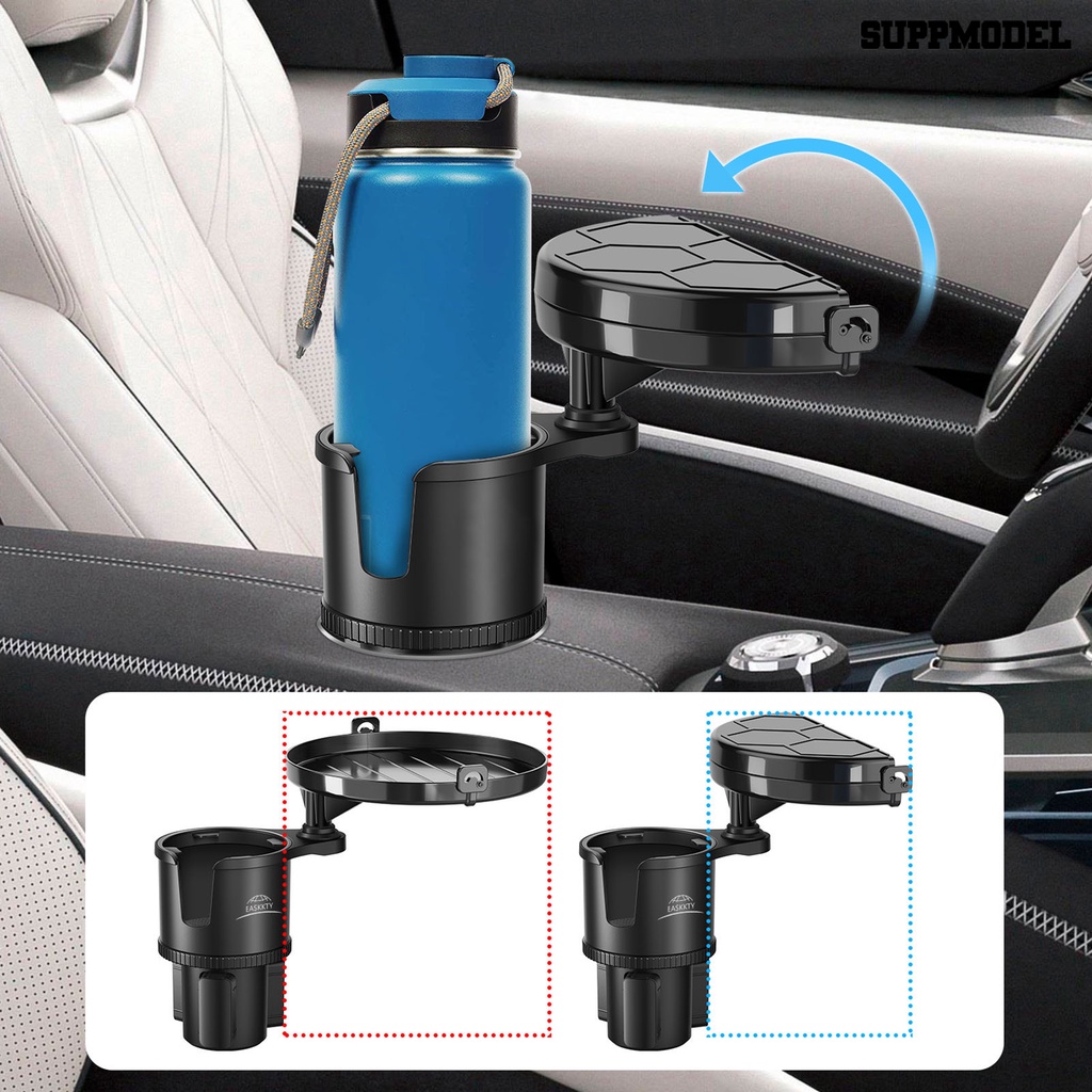 [SM]Car Cup Holder with Snack Tray Foldable Rotasi 360derajat Dapat Dilepas Mudah Dipasang Tempat Makanan Pas SUV RV Semi Truk 2in1 Car Drink Holder Tray Aksesoris Mobil