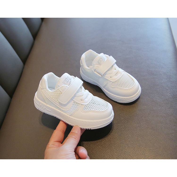 TOPGROSIR LV0307 Sepatu Sneakers Casual Anak Import Putih Jaring-Jaring Trendy