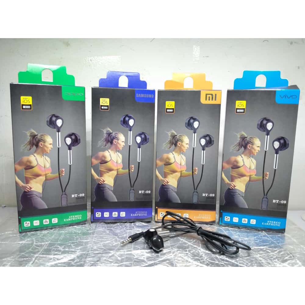 HANDSFREE MURAH BISA UNTUK XIAOMI OPPO SAMSUNG VIVO  BT-09 BT-10 EARPHONE HEADSET UNIVERSAL 3.5mm