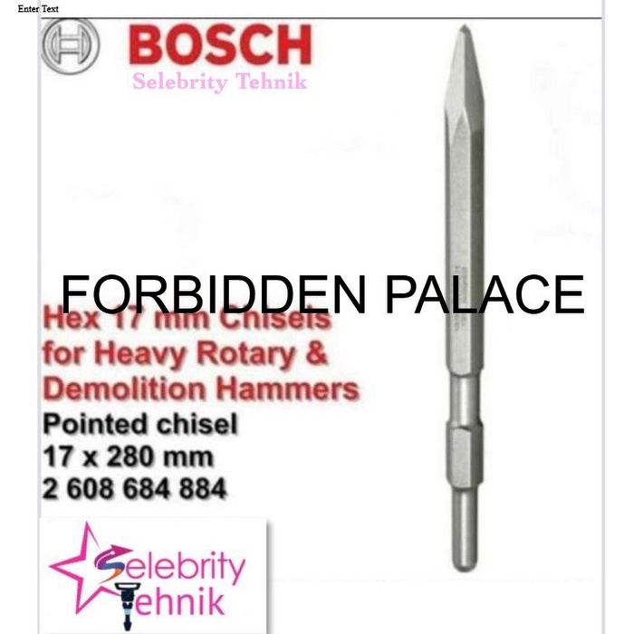 Dijual Pointed Chisel Bosch 17x280mm Heavy Duty Hexagon Mata Bobok Lancip YHB389
