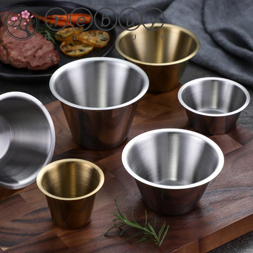 Rebuy Seasoning Dish Untuk Barbecue Bar Restoran Wadah Bumbu Premium Mini Western Sauce Stainless Steel Dipping Bowl