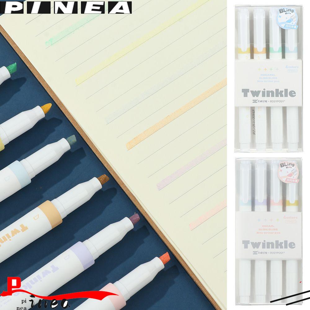 Nanas 4PCS /Set Stabilo Warna Logam Akun Tangan Fluorescent Watercolor Key Marking Pen