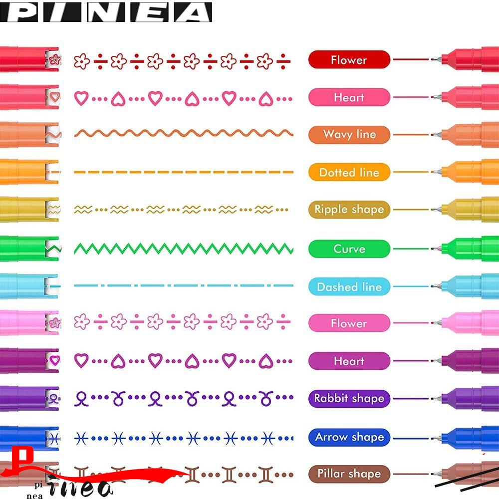 Nanas 12warna Kurva Stabilo Pena Seni Alat Tulis Berbentuk Bunga Berkepala Ganda Tip Scrapbook