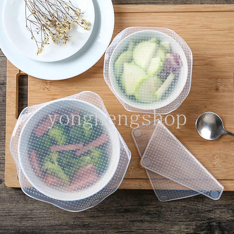 Silikon Bungkus Makanan Bening Cling Film Multifungsi Reusable Stretchable Lid Kulkas Food Preservation Seal Covers Fresh Keeping Bowl Cover Kitchen Gadget