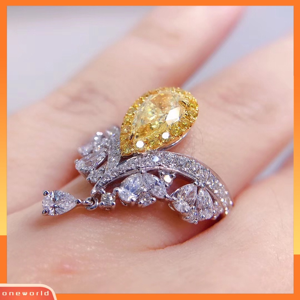 [ONR] Berlian Karbon Tinggi Impor Di Mahkota love crown rings Mewah Dan Briliant Seiko Berlian Kuning Cincin Mulut Hidup