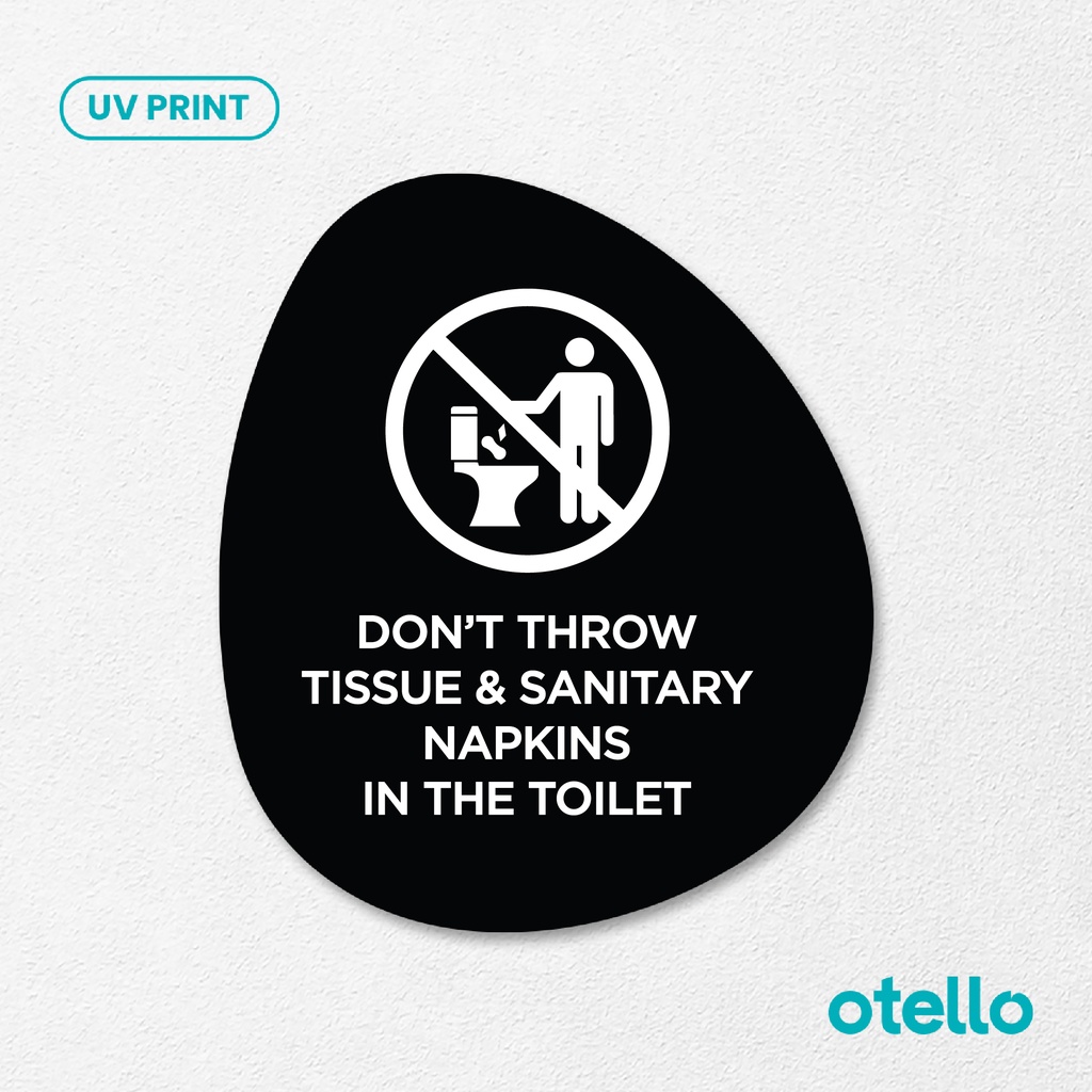 Don't Throw Tissue &amp; Sanitary Napkins Signage Board Akrilik Tempel Dinding Papan Acrylic