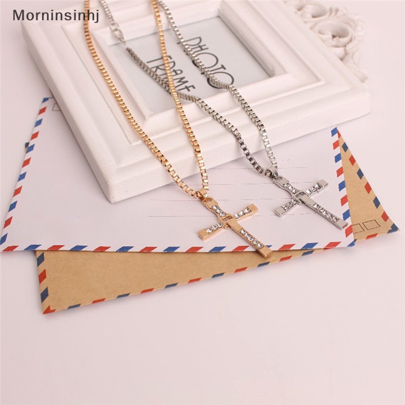 Mornin Fashion Pria Klasik Salib Liontin Kalung Kristal Berlian Imitasi Necklace Jewelry id