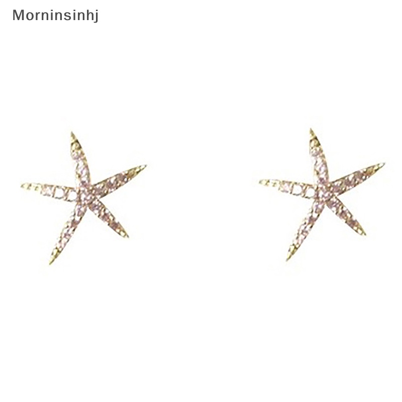 Mornin 1pasang Fashion Punk Zirkon Bintang Tembaga Ear Stud Earring Gaya Korea Manis Keren Bintang Laut Telinga Tulang Kuku Untuk Wanita Gadis Perhiasan id