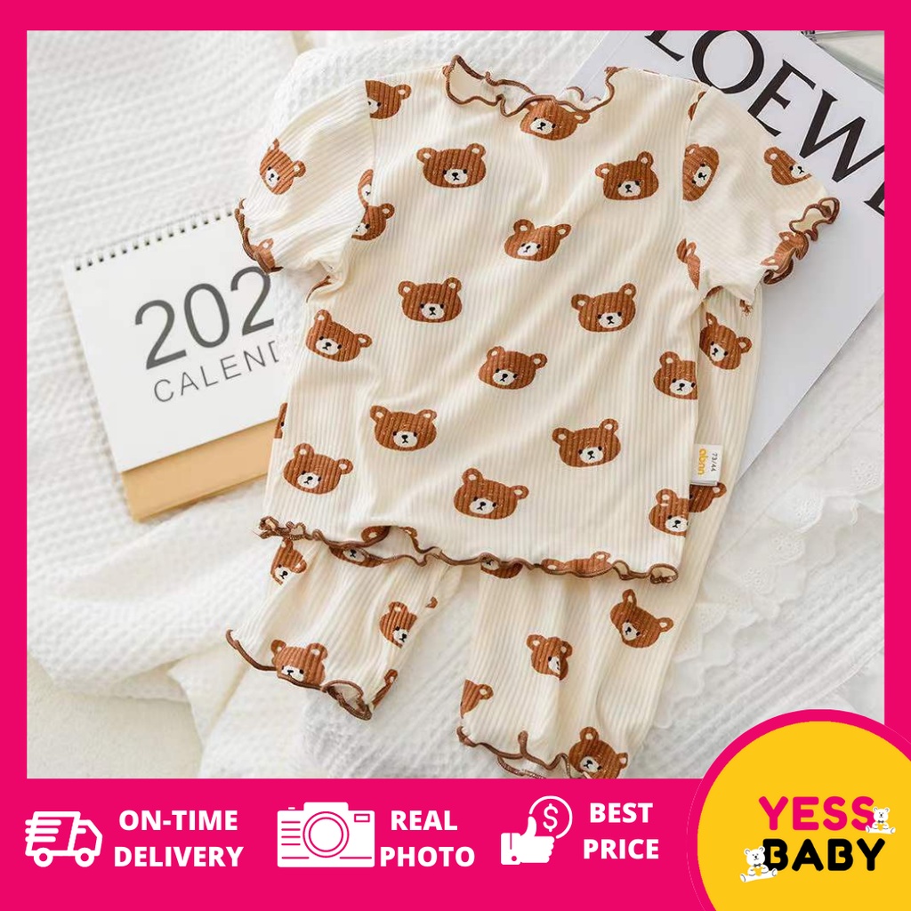 YESSBABY Piyama COCOBEAR Anak Perempuan/Baju Rumah Lengan Pendek Anak/baju tidur anak Baju tidur usia 1-7tahun